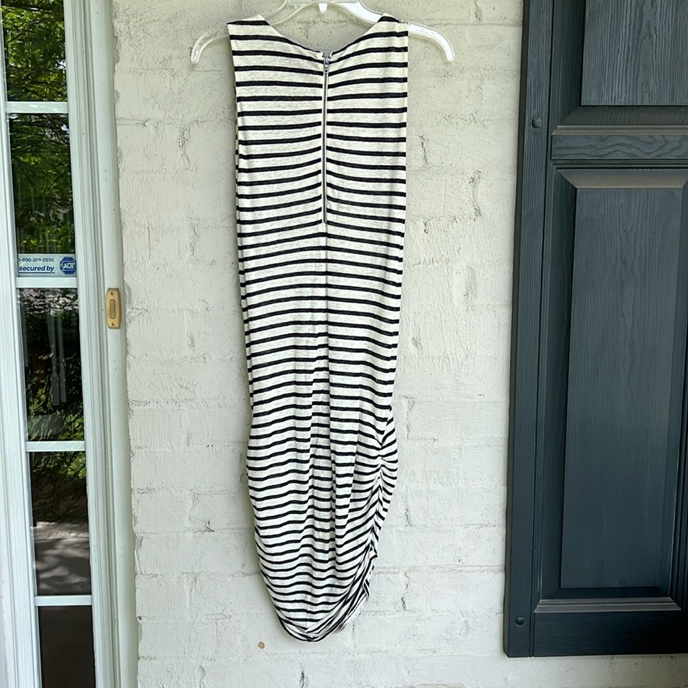 Alice + Olivia Air Black/White Striped Ruched Linen Knit Tank Dress XS - Picture 6 of 12